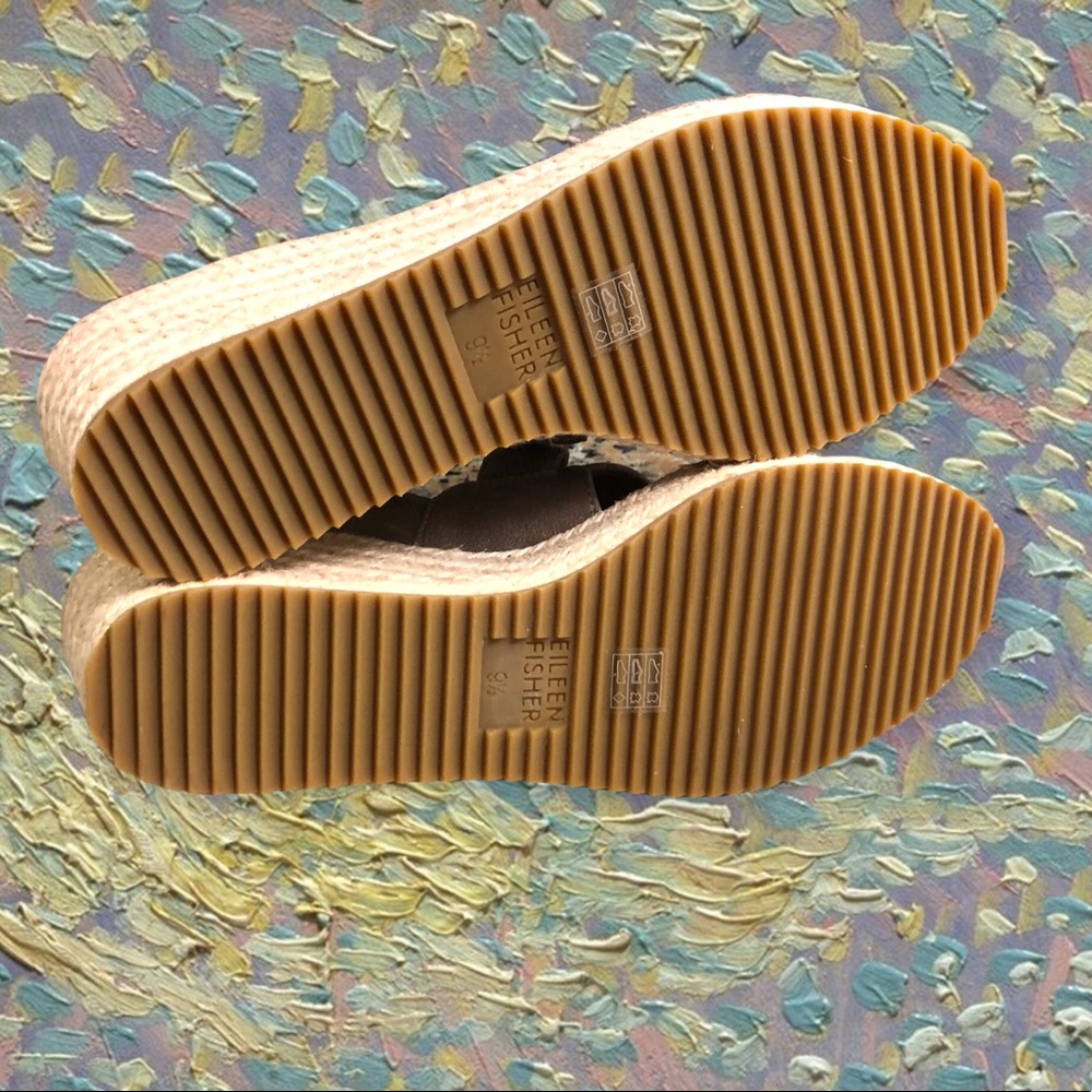 NWOT π‘ EILEEN FISHER Beckon Suede Jute Espadrille Wedge Sandals Bronze Metallic - Picture 12 of 15
